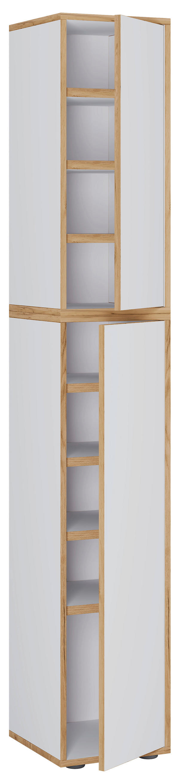 SCHUHSCHRANK Weiß, Honigeiche  - Honigeiche/Weiß, Design, Holzwerkstoff (30/183/33cm) - MID.YOU