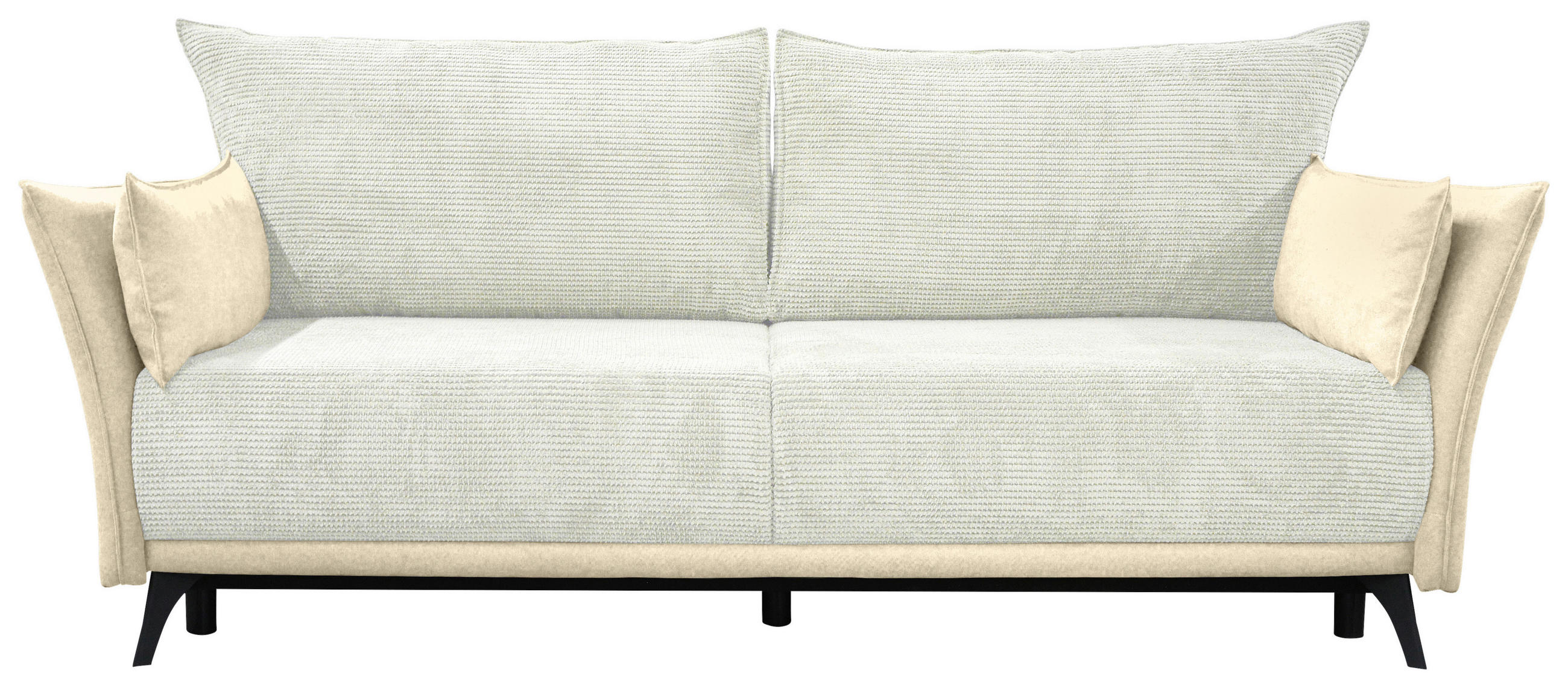 SCHLAFSOFA Cord, Flachgewebe Creme, Weiß  - Creme/Schwarz, KONVENTIONELL, Textil/Metall (223/72/100cm) - Carryhome