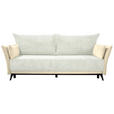 SCHLAFSOFA  mit Liegefunktion, Rücken echt Cord, Flachgewebe Creme, Weiß  - Creme/Schwarz, KONVENTIONELL, Textil/Metall (223/72/100cm) - Carryhome