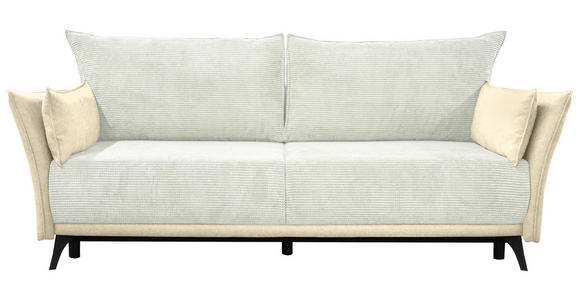 SCHLAFSOFA  mit Liegefunktion, Rücken echt Cord, Flachgewebe Creme, Weiß  - Creme/Schwarz, KONVENTIONELL, Textil/Metall (223/72/100cm) - Carryhome