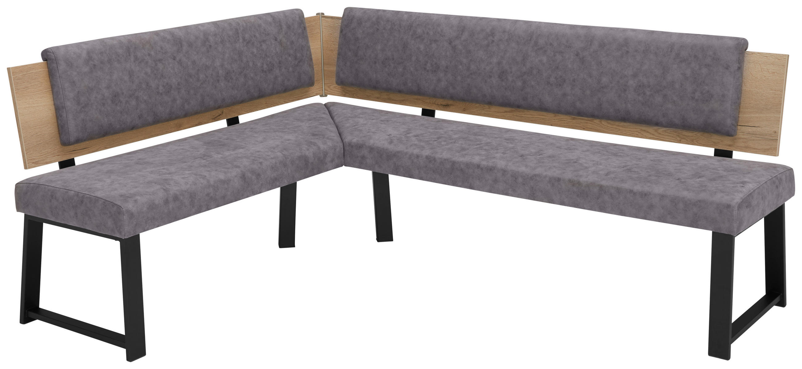 ECKBANK 160/200 cm  in Grau, Schwarz, Eichefarben  - Eichefarben/Schwarz, MODERN, Holzwerkstoff/Textil (160/200cm) - Venda