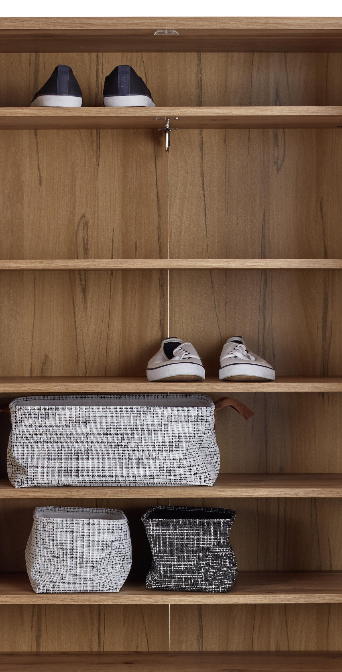 SCHUHSCHRANK Eichefarben, Dunkelgrau  - Eichefarben/Dunkelgrau, MODERN, Holzwerkstoff/Kunststoff (70/196/35cm) - MID.YOU