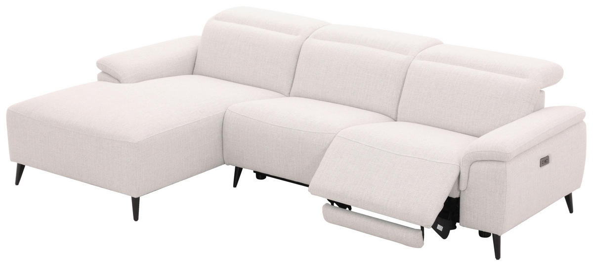 ECKSOFA inkl. Funktionen Hellgrau Leinenoptik  - Schwarzchrom/Hellgrau, Design, Holz/Kunststoff (270/75/171cm) - Xora