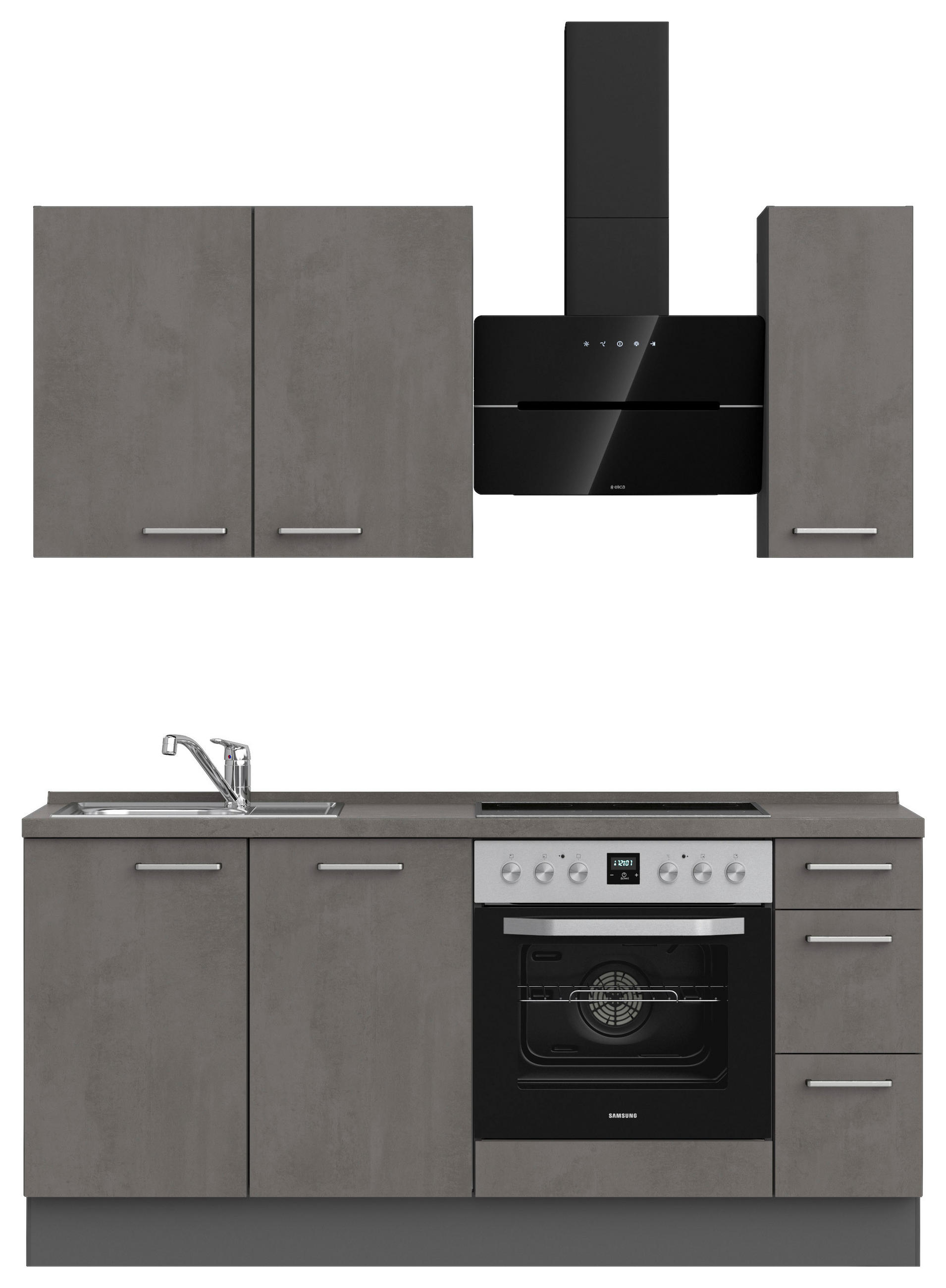 KÜCHENLEERBLOCK 180 cm   in Schieferfarben  - Schieferfarben/Edelstahlfarben, MODERN, Holzwerkstoff/Metall (180cm) - Nobilia