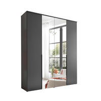 DREHTÜRENSCHRANK  in Graphitfarben  - Schwarz/Graphitfarben, MODERN, Glas/Holzwerkstoff (180/225/52cm) - Carryhome