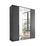 DREHTÜRENSCHRANK  in Graphitfarben  - Schwarz/Graphitfarben, MODERN, Glas/Holzwerkstoff (180/225/52cm) - Carryhome