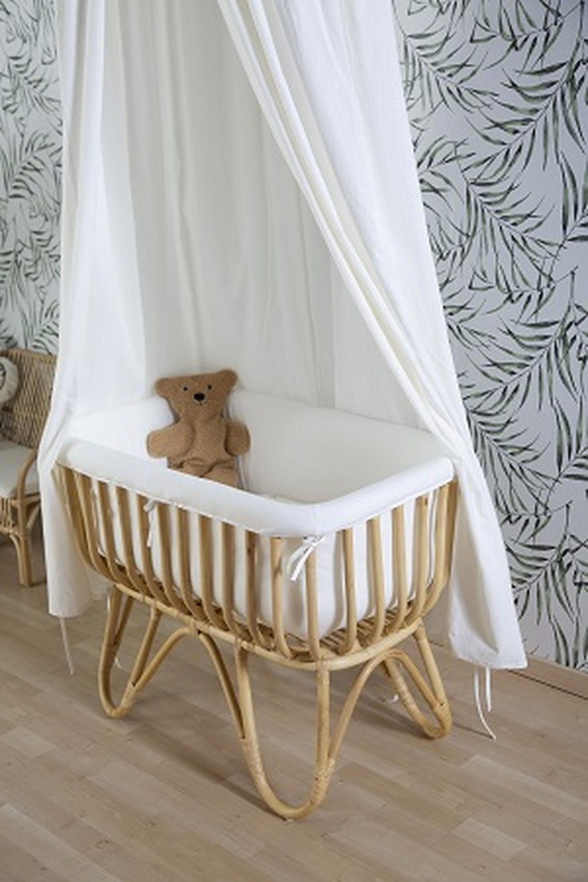 WIEGE Rattan Cradle Rectangular Rattan  Braun, Weiß  - Braun/Weiß, Design, Holz (90/50/70cm) - Childhome