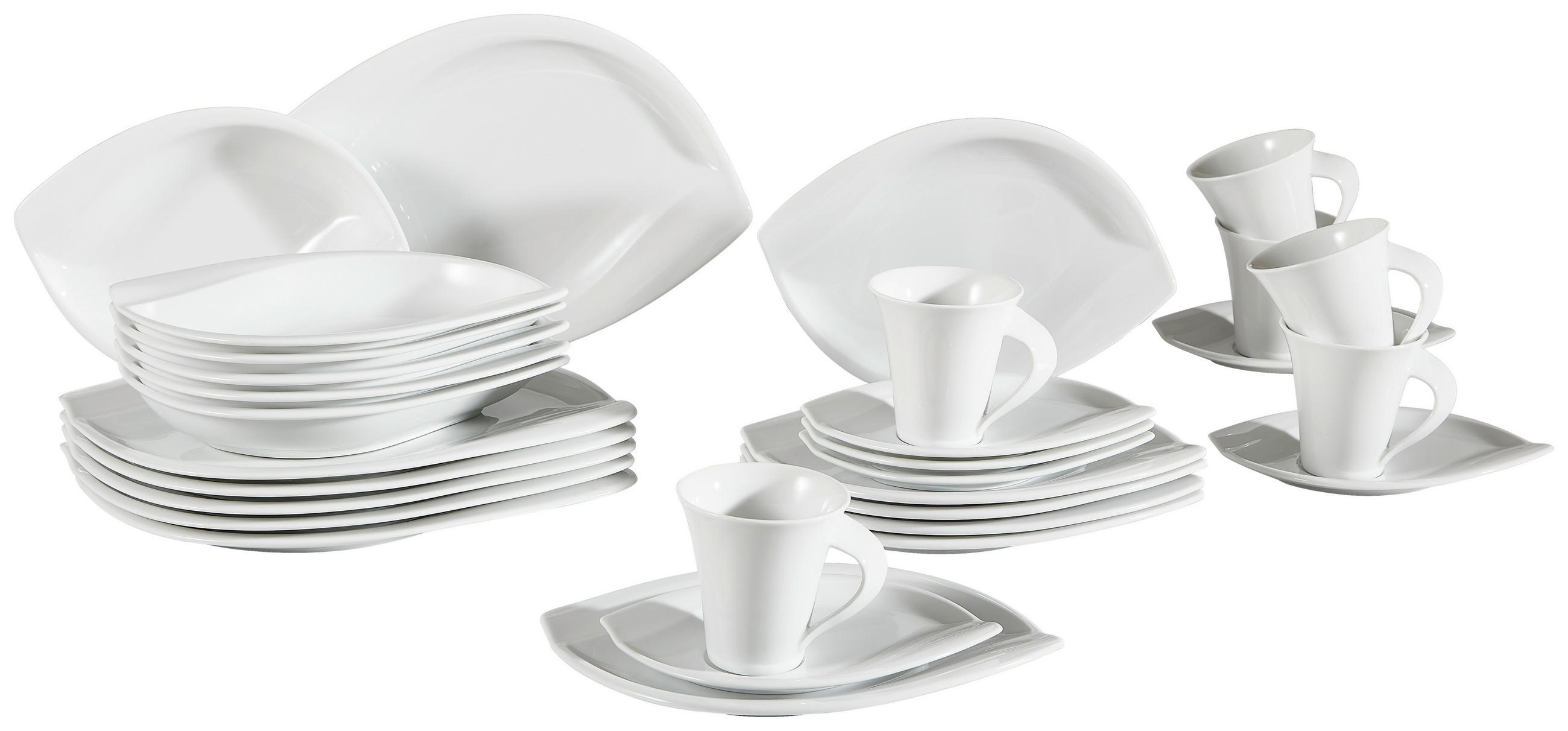 KOMBISERVICE Weiß 30-teilig Acacia  - Weiß, Basics, Keramik (41/37/30cm) - Creatable