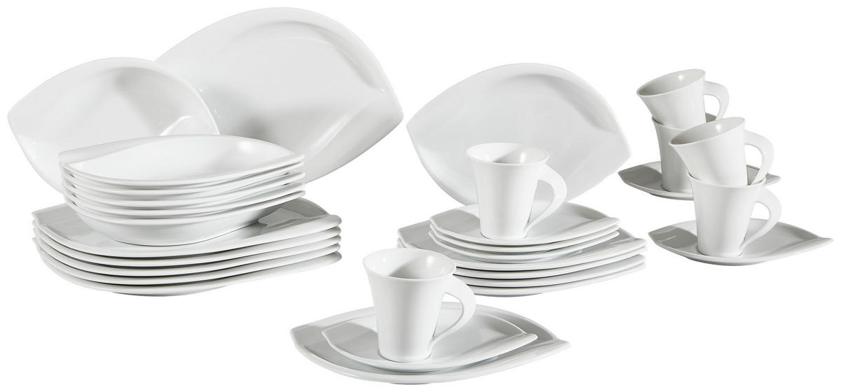 KOMBINOVANÝ SERVIS, 30-dielne, porcelán - biela, Basics, keramika (41/37/30cm) - Creatable