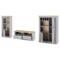 WOHNWAND 3-teilig  in Eichefarben, Hellgrau  323/142/44 cm  - Eichefarben/Silberfarben, Design, Holzwerkstoff/Metall (323/142/44cm) - MID.YOU