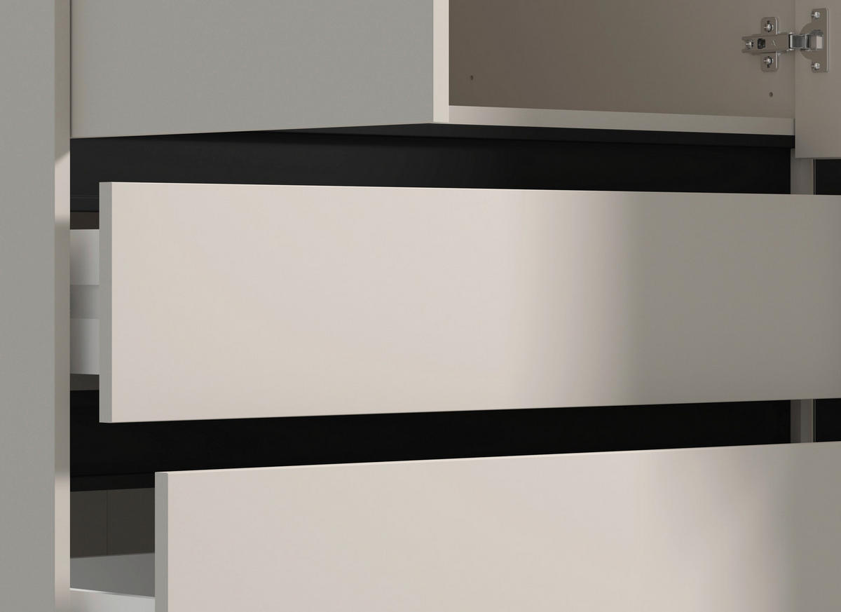 DREHTÜRENSCHRANK 3-türig Schwarz, Kaschmir  - Kaschmir/Schwarz, Basics, Glas/Holzwerkstoff (182,5/210,5/54,5cm) - Xora