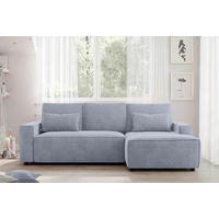 ECKSCHLAFSOFA  mit seitenverkehrt erhältlich, Rücken echt Chenille Hellblau  - Schwarz/Hellblau, MODERN, Kunststoff/Textil (247/154cm) - Livetastic