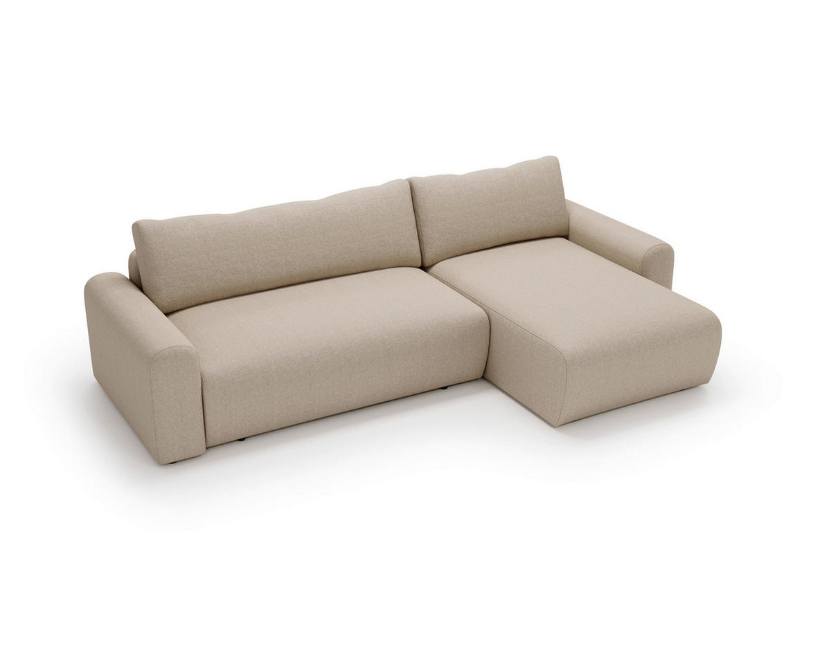 ECKSOFA Hellbraun  - Hellbraun/Creme, Design, Kunststoff/Textil (246/150cm) - Livetastic