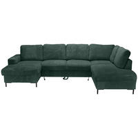 WOHNLANDSCHAFT Dunkelgrün Cord  - Dunkelgrün/Schwarz, KONVENTIONELL, Textil/Metall (148/303/197cm) - Carryhome