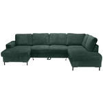 WOHNLANDSCHAFT Dunkelgrün Cord  - Dunkelgrün/Schwarz, KONVENTIONELL, Textil/Metall (148/303/197cm) - Carryhome