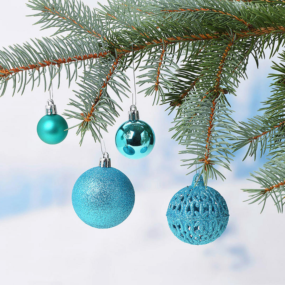 CHRISTBAUMKUGEL-SET 100-teilig  - Blau, Design, Kunststoff