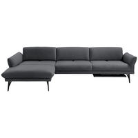 ECKSOFA Posh in Echtleder Dunkelgrau  173/308 cm  - Dunkelgrau/Anthrazit, Design, Leder/Metall (173/308cm) - Joop!