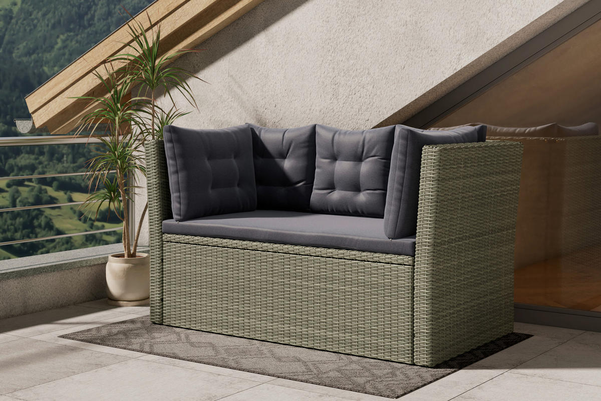 GARTENBANK 160/80/85 cm  in Grau, Dunkelgrau  - Dunkelgrau/Schwarz, MODERN, Kunststoff/Textil (160/80/85cm) - Ambia Garden