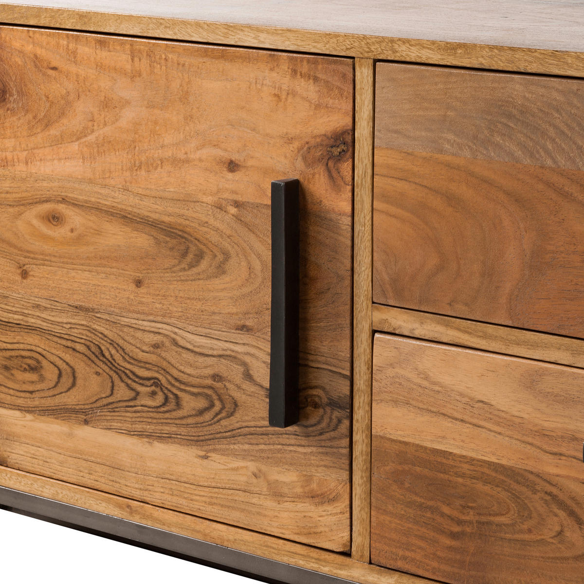 LOWBOARD  in 175/50/40 cm  - Schwarz/Akaziefarben, Design, Holz/Metall (175/50/40cm) - home24