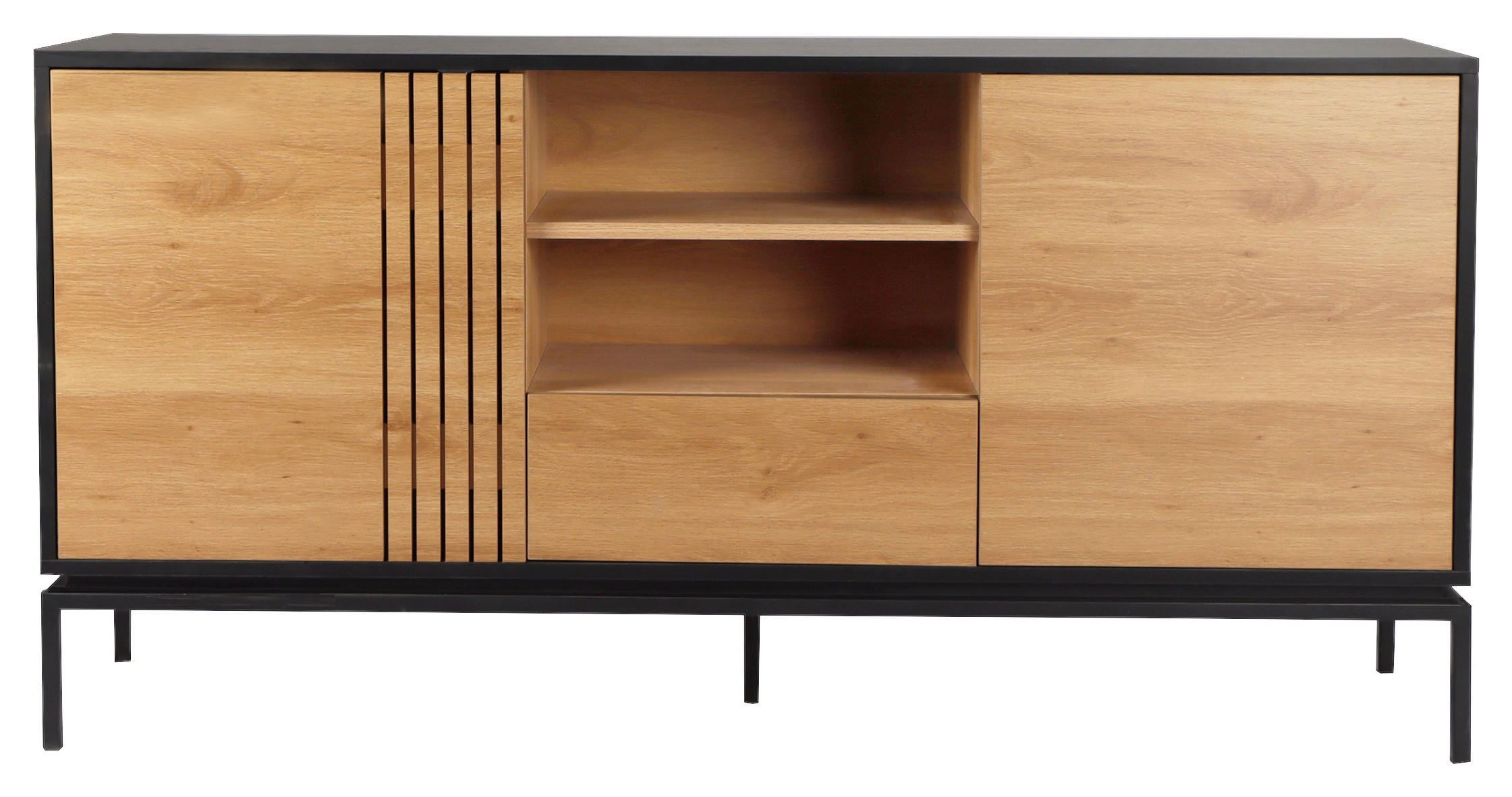 TÁLALÓSZEKRÉNY 160/80/40 cm  - fekete/natúr, Design, faalapú anyag (160/80/40cm) - Xora