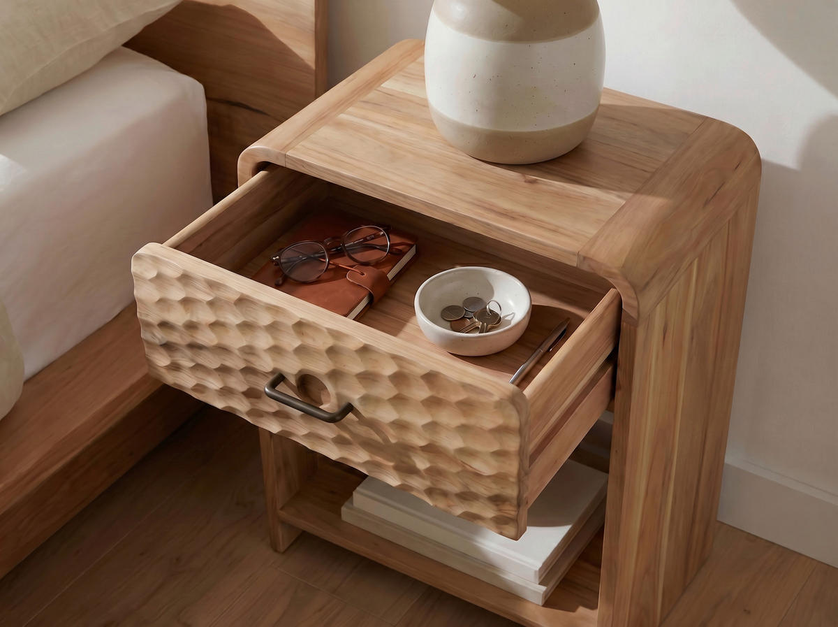 NACHTTISCH 40/54/29,5 cm, Braun, massiv  - Schwarz/Braun, Design, Holz/Metall (40/54/29,5cm) - Livetastic