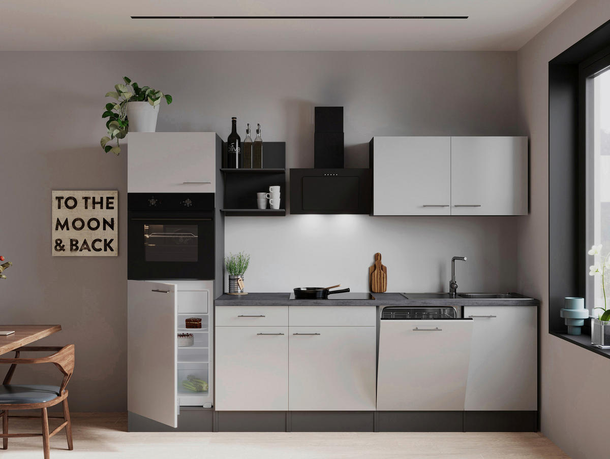 MODULKÖK 280 cm   i vit  - vit/grå, Trend, metall/trämaterial (280cm) - Respekta