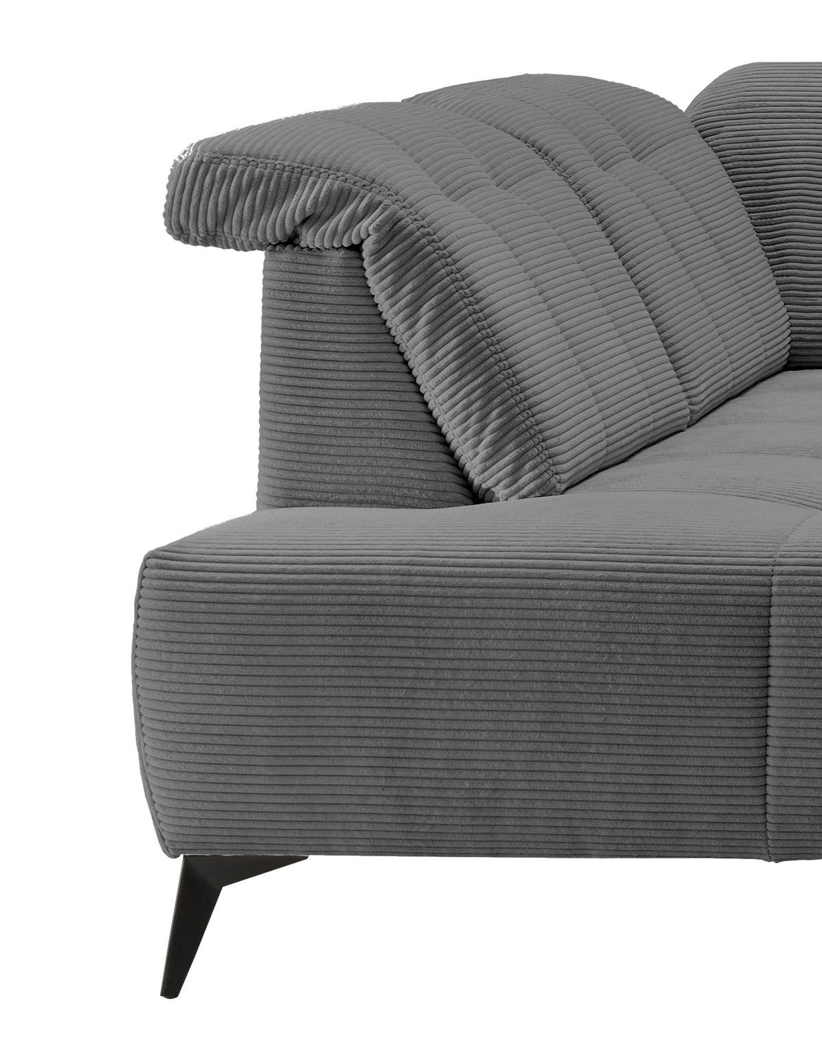 WOHNLANDSCHAFT Cord Grau  - Schwarz/Grau, Modern, Textil/Metall (200/337/180cm) - Livetastic