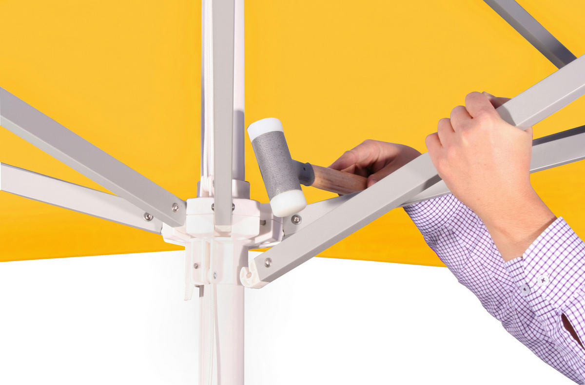 SLUNEČNÍK 300 cm - barvy stříbra/žlutá, Basics, kov/textil (300cm) - Schneider