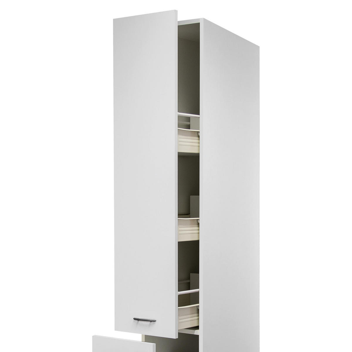 APOTHEKERSCHRANK 30/200/57,1 cm  in Weiß  - Edelstahlfarben/Weiß, Holzwerkstoff/Kunststoff (30/200/57,1cm) - FlexWell
