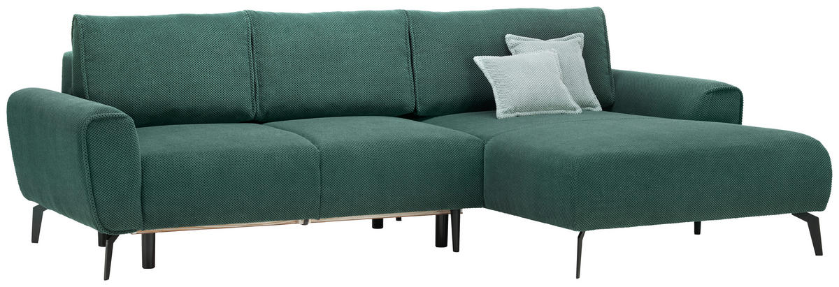 ECKSOFA in Webstoff Grün  - Schwarz/Grün, Design, Textil/Metall (272/170cm) - Welnova