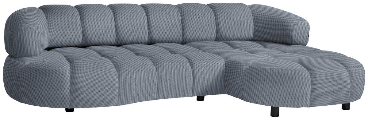 ECKSOFA in Webstoff Blaugrau  - Blaugrau/Schwarz, Design, Holz/Textil (284/183cm) - Welnova