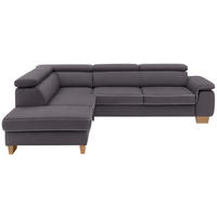 ECKSOFA Mikrofaser Grau  - Eichefarben/Beige, Lifestyle, Holz/Textil (226/273cm) - Beldomo System