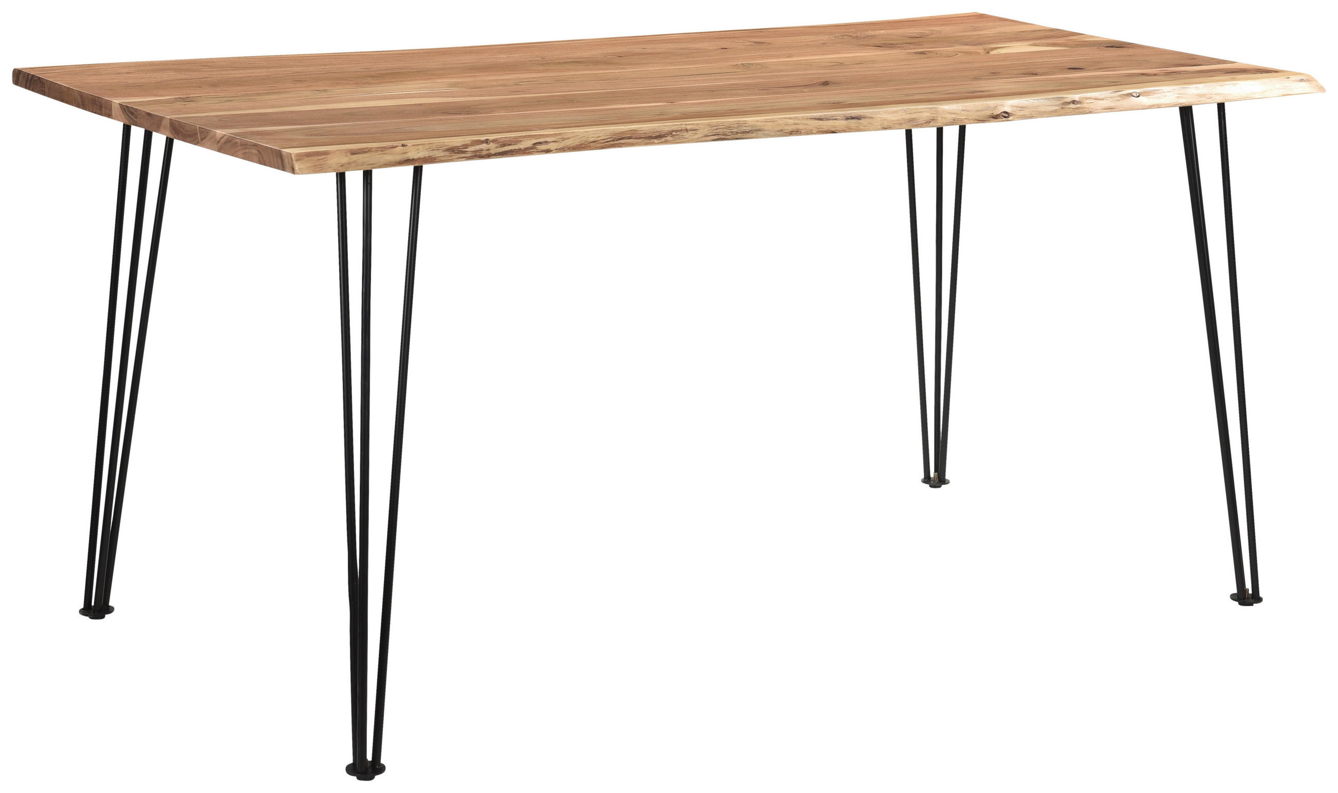 ESSTISCH Akazie Hartholz rechteckig Schwarz, Akaziefarben  - Schwarz/Akaziefarben, Design, Holz/Metall (140/80/76cm) - Linea Natura