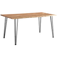 ESSTISCH Akazie Hartholz rechteckig Schwarz, Akaziefarben  - Schwarz/Akaziefarben, Design, Holz/Metall (180/90/76cm) - Linea Natura