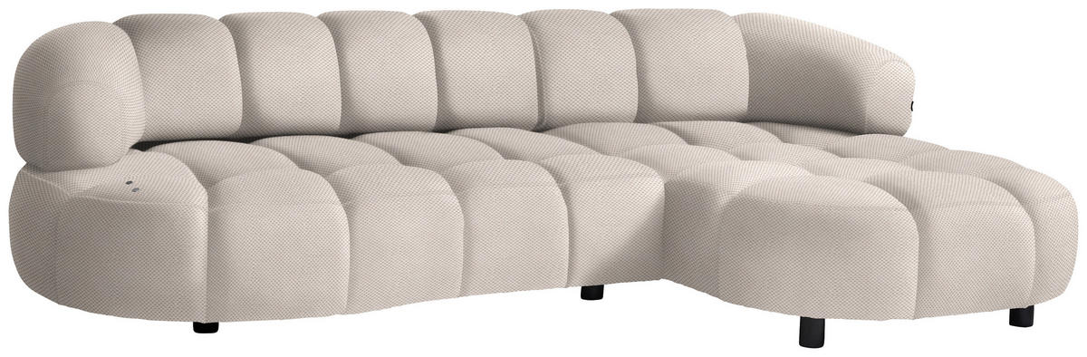 ECKSOFA in Webstoff Creme  284/183 cm  - Creme/Schwarz, Design, Holz/Textil (284/183cm) - Welnova