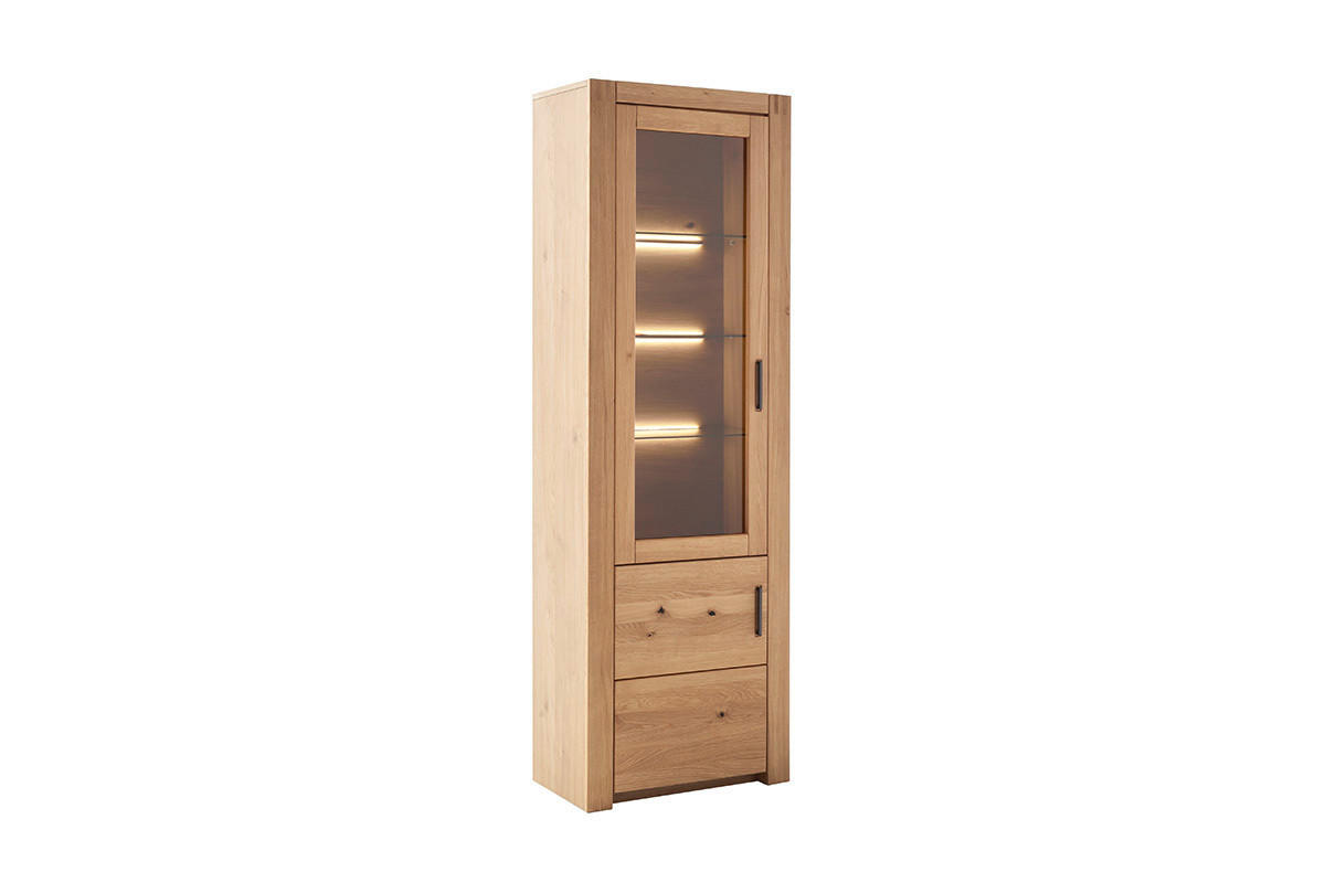 VITRINE in massiv Asteiche Eichefarben  - Eichefarben/Anthrazit, Design, Glas/Holz (66/203/37cm) - Livetastic