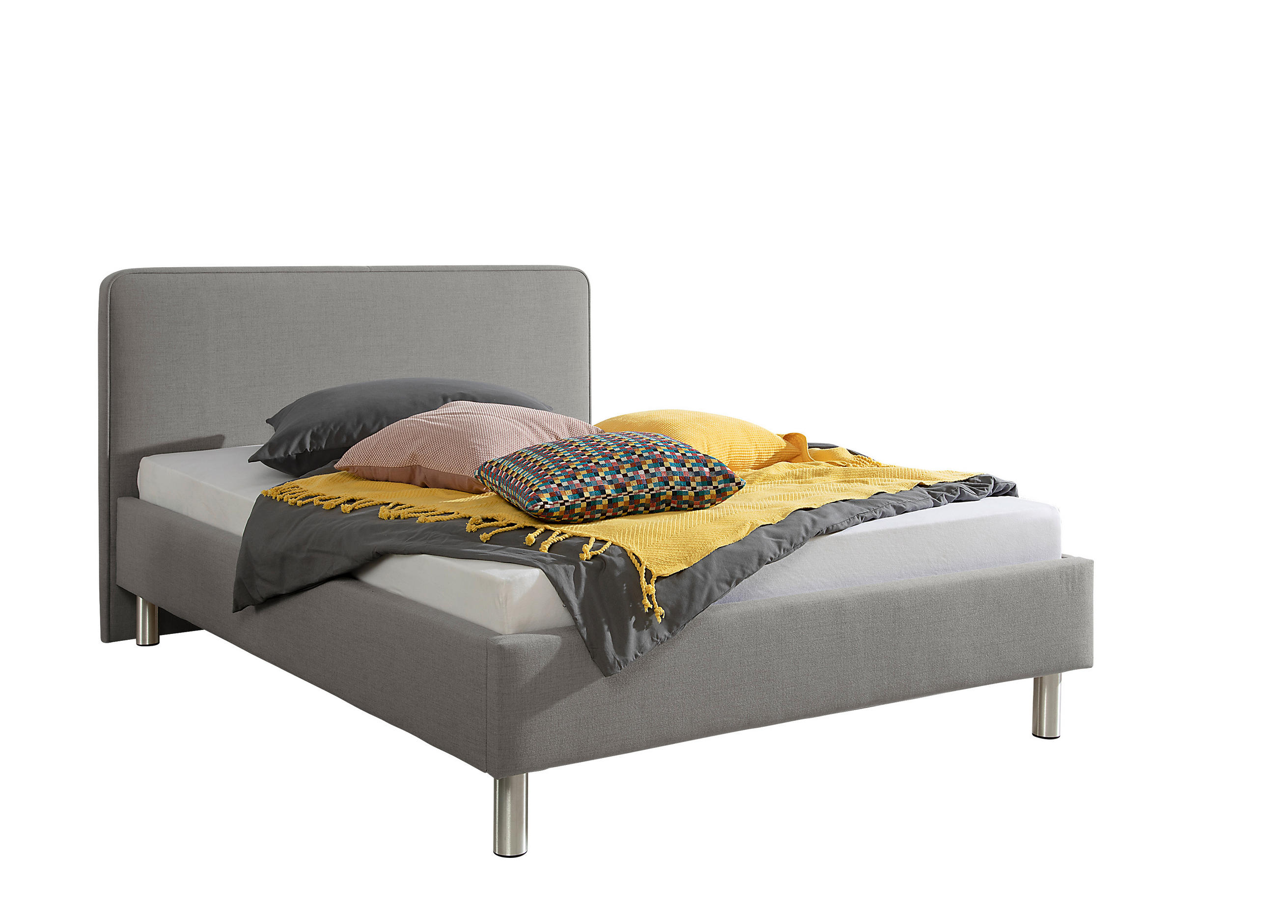 POLSTERBETT  in Grau,  - Alufarben/Grau, MODERN, Textil/Metall (153/97/208cm) - Livetastic