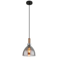 HÄNGELEUCHTE 20/120 cm    - Schwarz, Design, Glas/Holzwerkstoff (20/120cm) - Globo