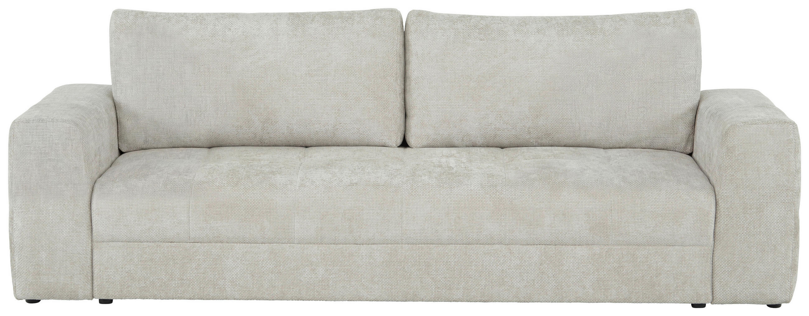 SCHLAFSOFA Struktur Creme  inkl. Zierkissen, Bettkasten, Schlaffunktion, Rücken echt, Rückenkissen  - Creme/Schwarz, KONVENTIONELL, Kunststoff/Textil (253/87/102cm) - Xora