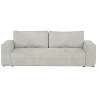 SCHLAFSOFA Struktur Creme  inkl. Zierkissen, Bettkasten, Schlaffunktion, Rücken echt, Rückenkissen  - Creme/Schwarz, KONVENTIONELL, Kunststoff/Textil (253/87/102cm) - Xora
