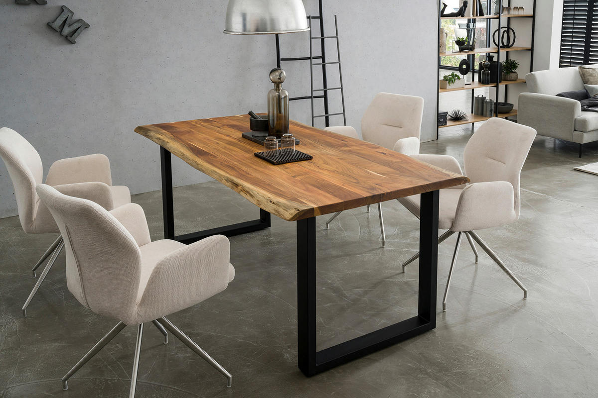ESSTISCH in Holz 140/80/76,5 cm  - Schwarz/Naturfarben, MODERN, Holz/Metall (140/80/76,5cm) - Livetastic