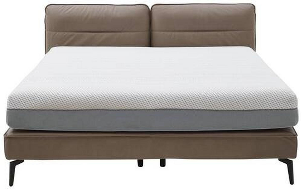 BOXSPRINGBETT 180/200 cm  in Hellbraun  - Hellbraun/Schwarz, Design, Textil/Metall (180/200cm) - Johann Jakob