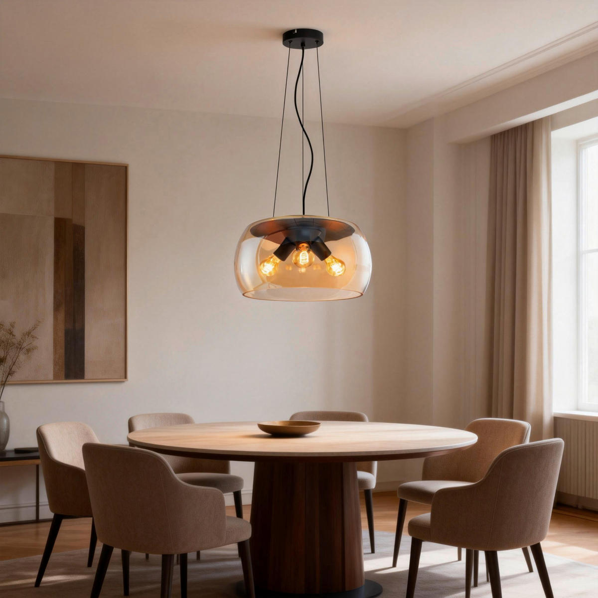 HÄNGELEUCHTE 40/120 cm  - Bernsteinfarben, Trend, Glas/Metall (40/120cm) - Collet's Monde