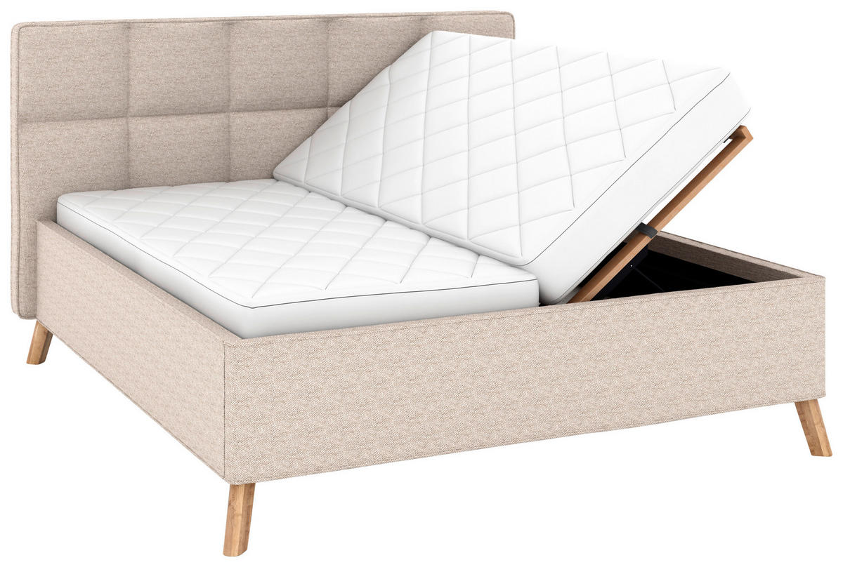 POLSTERBETT Bettkasten, motorische Verstellbarkeit, Fernbedienung, Lattenroste, Matratzen 180/200 cm  in Beige  - Beige/Schwarz, KONVENTIONELL, Holz/Textil (180/200cm) - Musterring