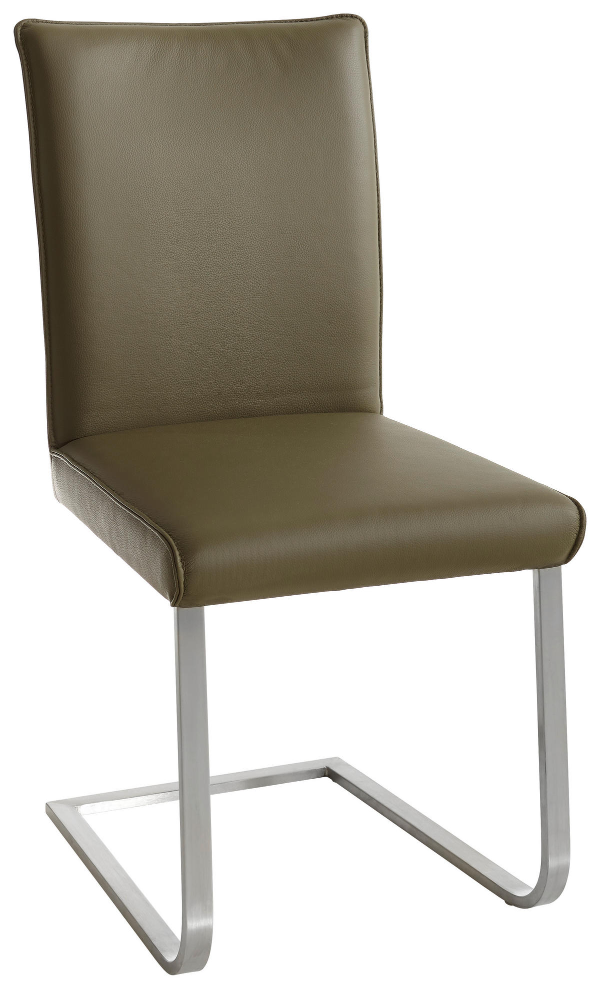 SCHWINGSTUHL  in Edelstahl Echtleder pigmentiert  - Edelstahlfarben/Grün, Design, Leder/Metall (47/99/62cm) - Moderano