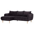 ECKSOFA Dunkelgrau Flachgewebe  - Dunkelgrau/Buchefarben, KONVENTIONELL, Holz/Textil (144/230cm) - Carryhome