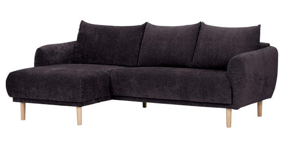 ECKSOFA Dunkelgrau Flachgewebe - Dunkelgrau/Buchefarben, KONVENTIONELL, Holz/Textil (144/230cm) - Carryhome