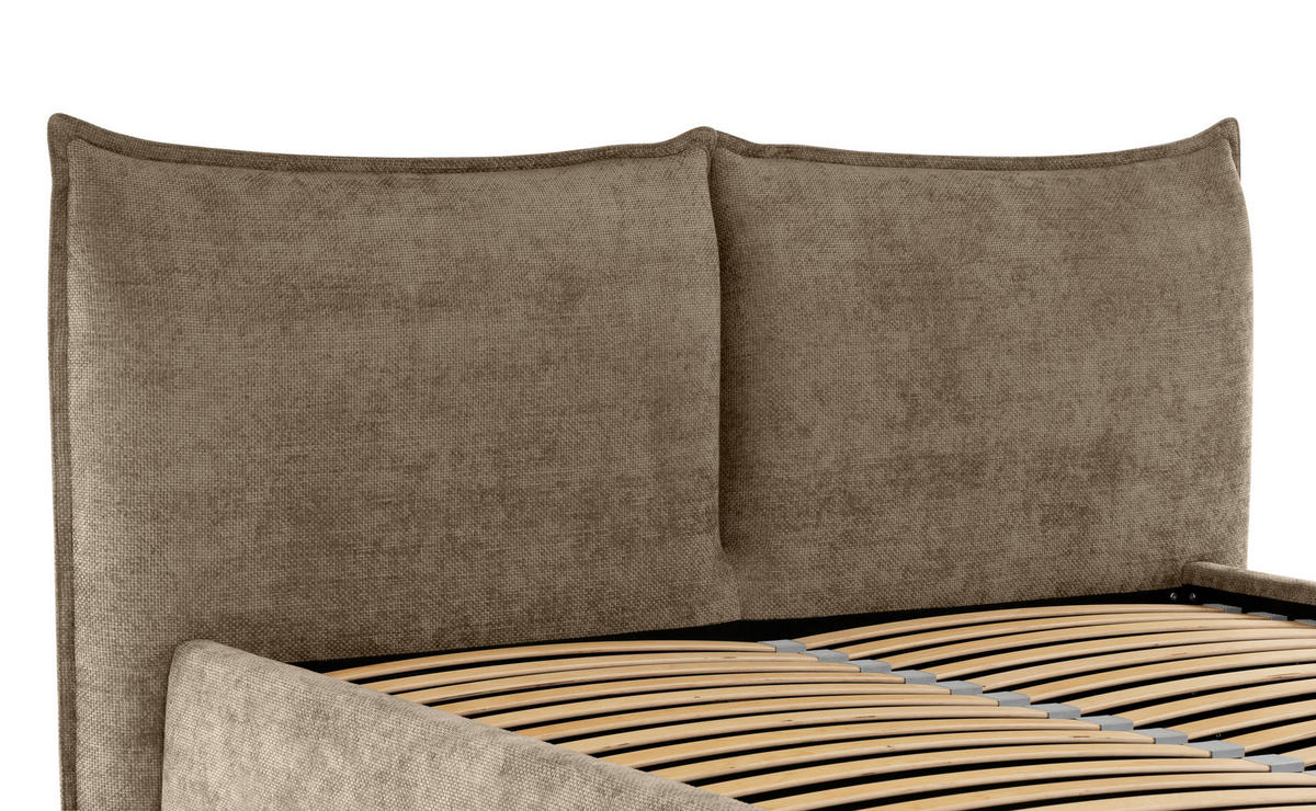 STOPPAD SÄNG ,180/200 cm  i brun  - brun/svart, Klassisk, trä/textil (180/200cm) - Best Price