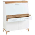 SEKRETÄR  Kabeldurchlass, Stauraum  - Eichefarben/Alufarben, Trend, Holzwerkstoff/Kunststoff (98/124/39,6cm) - Carryhome
