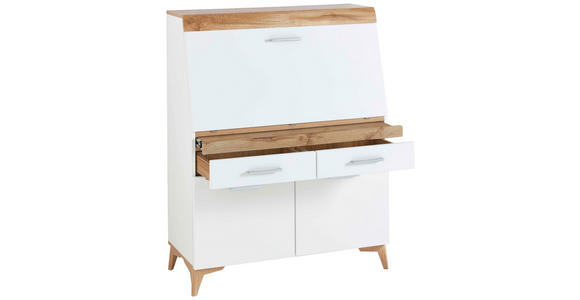 SEKRETÄR  Kabeldurchlass, Stauraum  - Eichefarben/Alufarben, Trend, Holzwerkstoff/Kunststoff (98/124/39,6cm) - Carryhome
